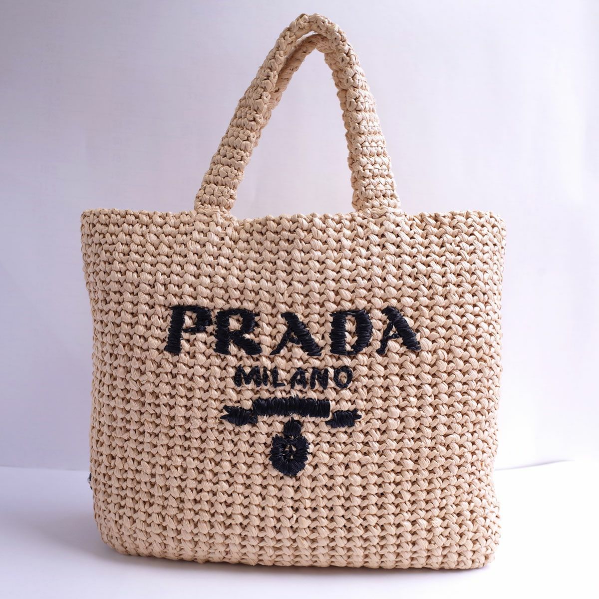 送料無料】プラダ PRADA カゴバッグ ストローバッグ クロシェ スモール