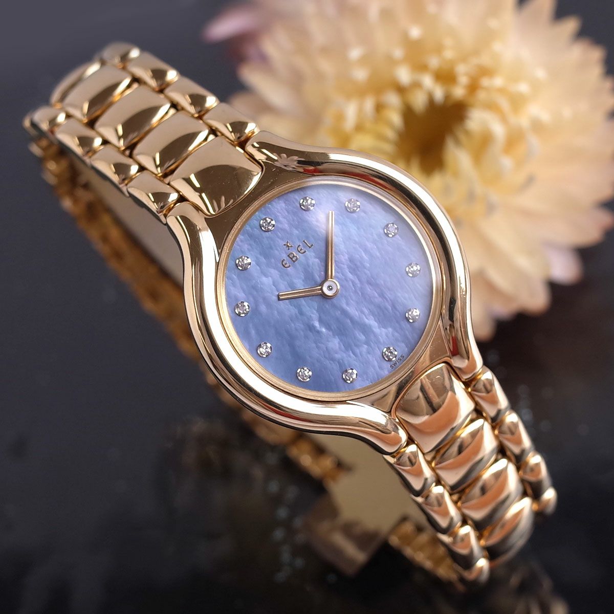 美品 エベル EBEL ベルーガ 750YG ブルーシェル ダイヤ 866960 総重量