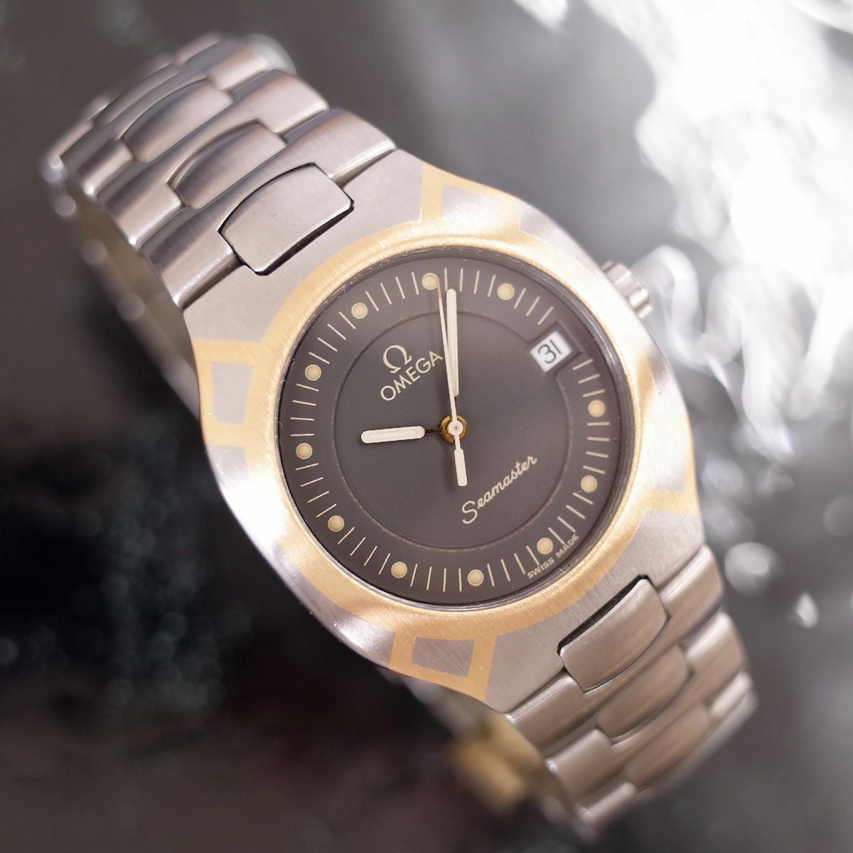 オメガ シーマスター ポラリス デイト コンビ SS/YG 31mm 亀 メンズ