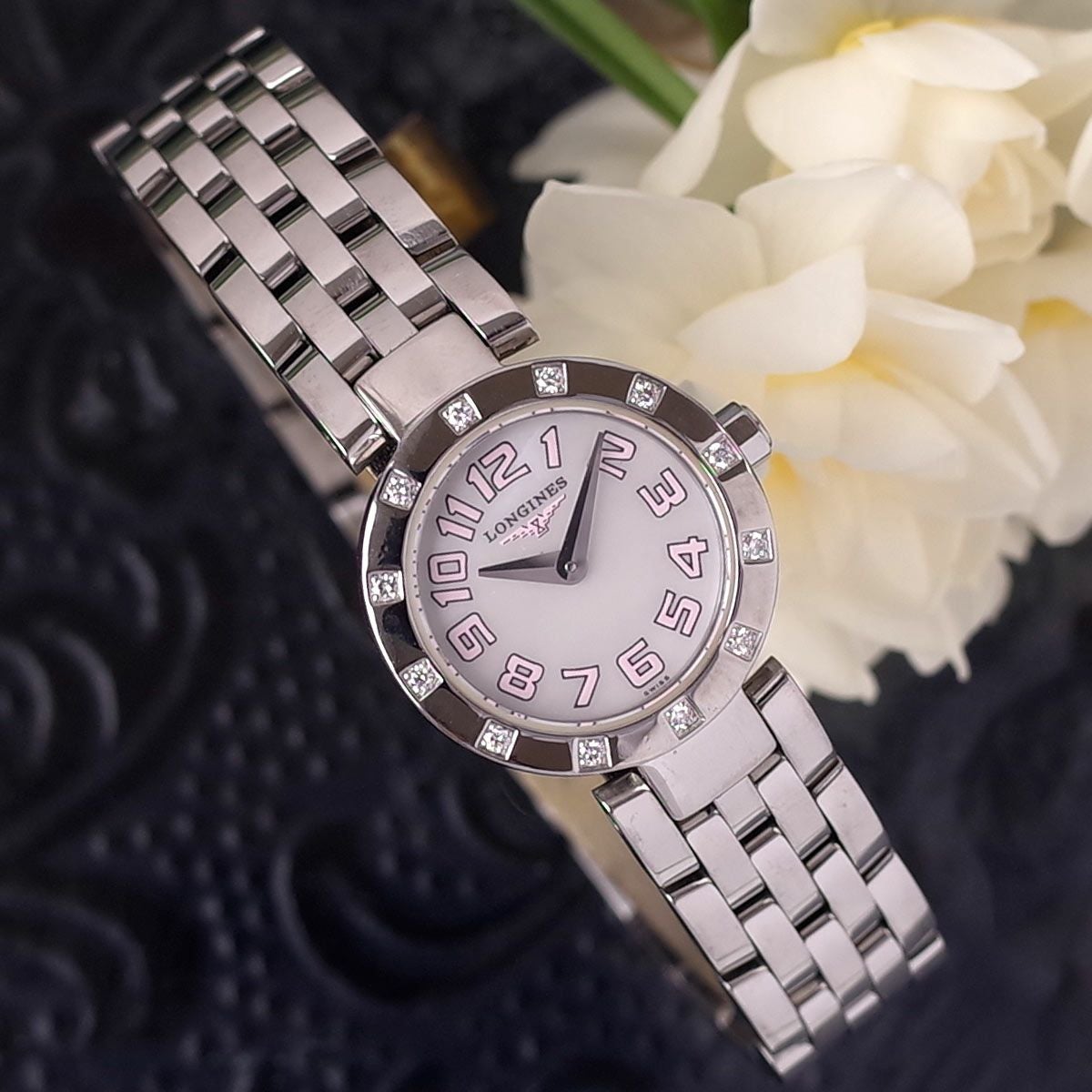 LONGINES ロンジン 時計 L5.174.0 ドルチェビータ ダイヤベゼル ロンジン ドルチェヴィータ ホワイトシェル アラビアインデックス L5