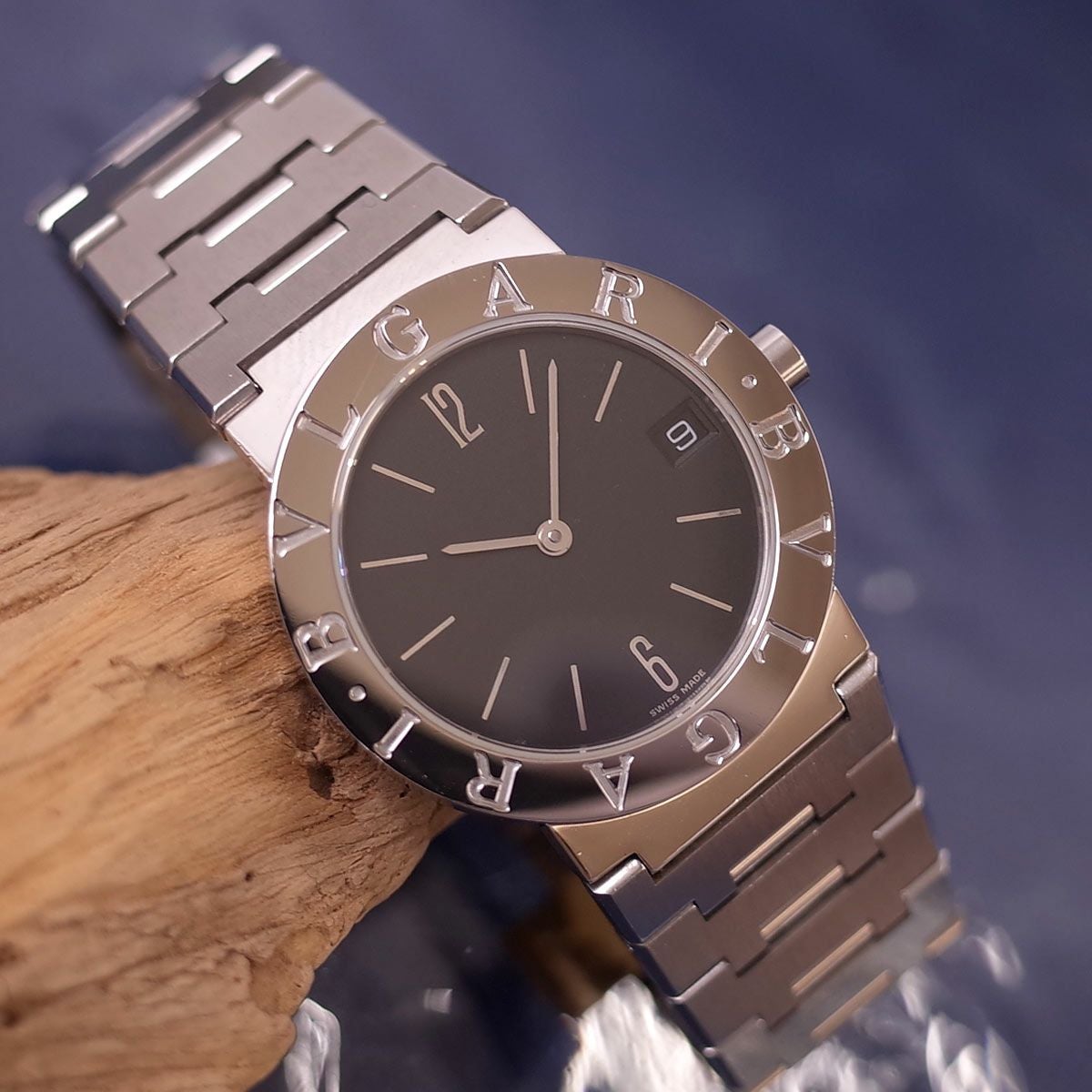 BVLGARI ブルガリブルガリ BB30SS 黒文字盤 デイト ボーイズ 30ミリ径