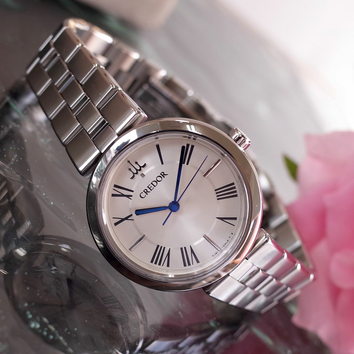 SEIKO CREDOR クレドール アクア 4J81-0AG0 白文字盤 青針 クォーツ