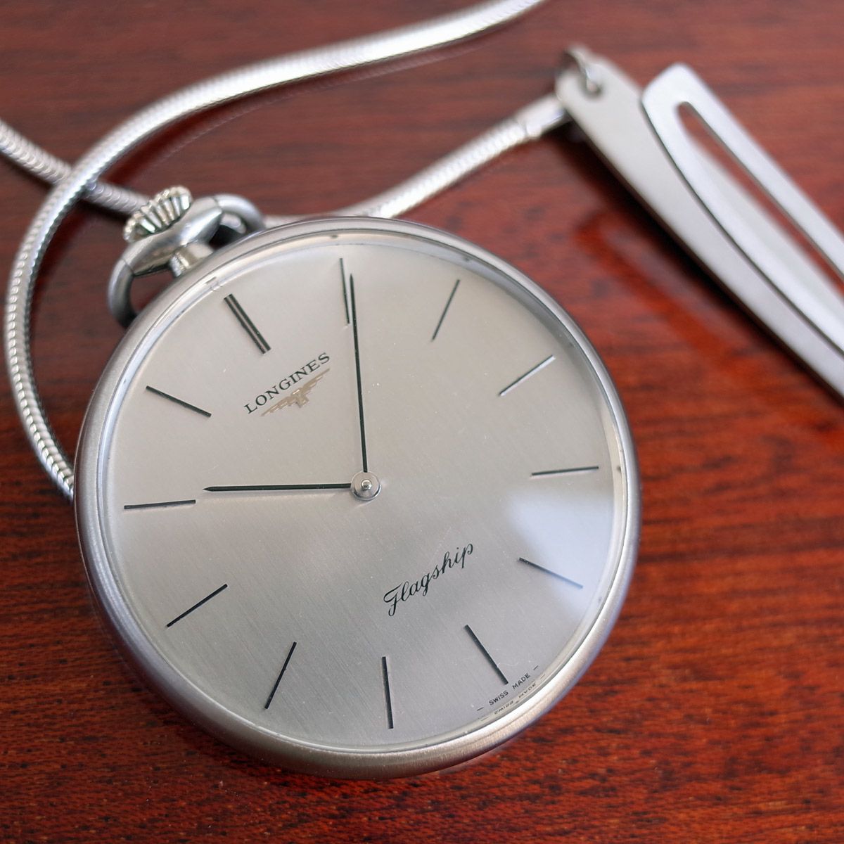 ロンジン 懐中時計 フラッグシップ シンプル 薄型 手巻 41mm 純正