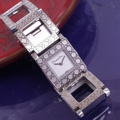 美品 Dior C.D D60-100 ラパリジェンヌ シルバー スクエア 