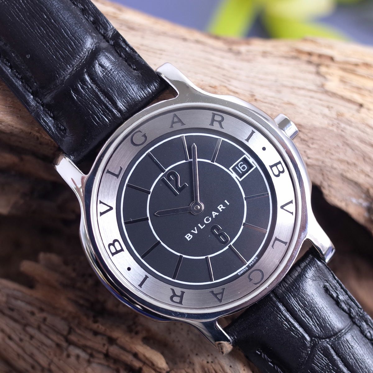 新品ベルト✨　BVLGARI BB23SLD ブラック文字盤　クォーツ　シルバー BVLGARI／ブルガリ 新品ベルト✨ BVLGARI BB23SLD ブラック文字盤