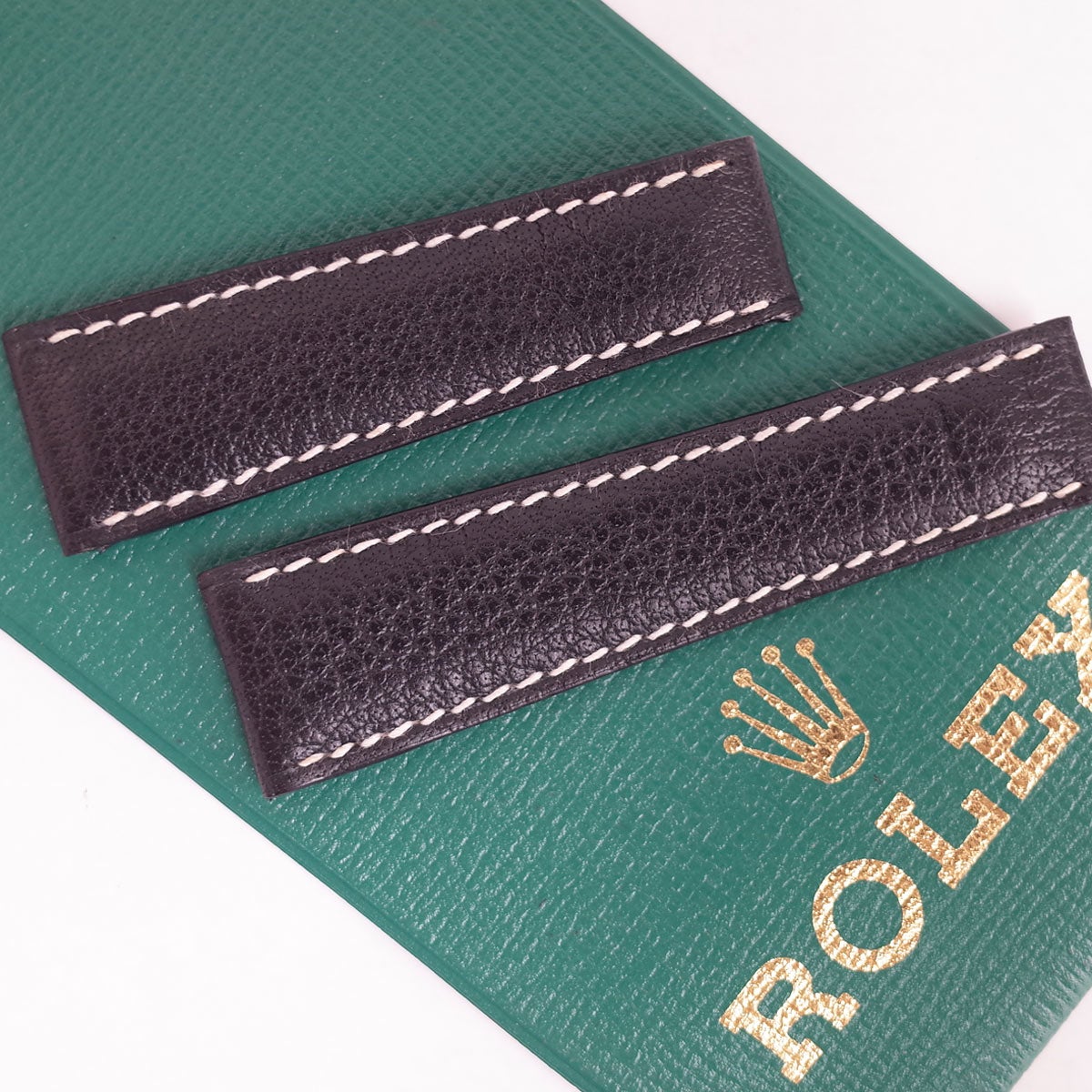 ROLEX ロレックス 純正本革ベルト 黒 ステッチ ストラップ レザー 20mm