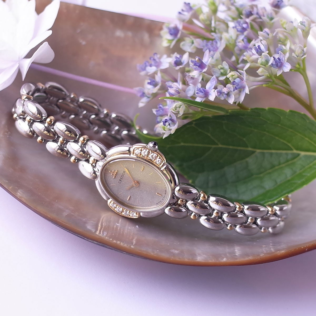 SEIKO クレドール 1E70-3040 18K ダイヤ8P 腕時計 付属品有 シック セイコー クレドール SS/YG コンビ ダイヤ 1E70-3040