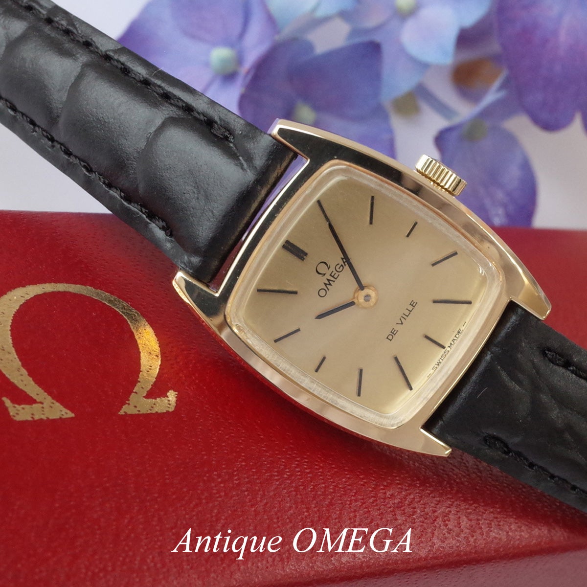 箱保有 美品 OMEGA デビル スクエアトノーケース GP ゴールド 70'S
