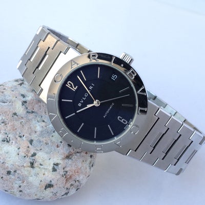 箱有 BVLGARI BB33SS AUTO ブルガリブルガリ 33mm径 デイト 黒文字盤 