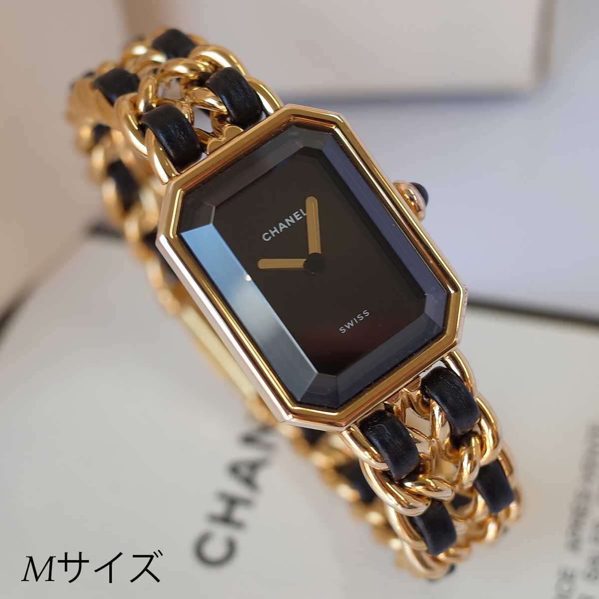 箱有 OH済 シャネル CHANEL プルミエール ゴールド H0001 Mサイズ GP