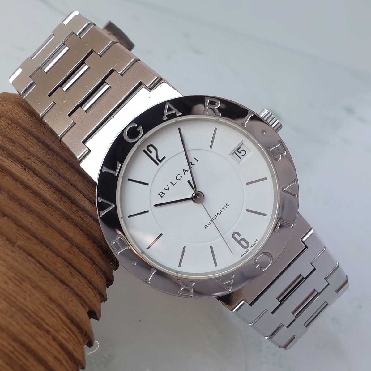 箱保有 OH済 BVLGARI BB33SS AUTO ブルガリブルガリ 33mm径 デイト 白
