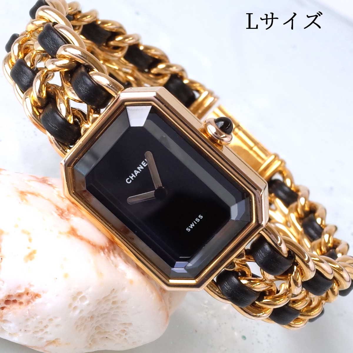 OH済 シャネル CHANEL プルミエール ゴールド H0001 Lサイズ GP 黒革 OH済 シャネル CHANEL プルミエール ゴールド H0001 Lサイズ GP 黒革